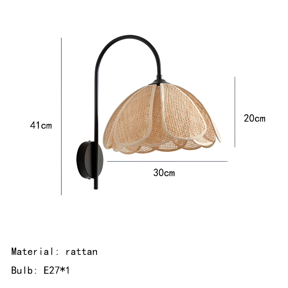 SoraLeaf – Lampada da Parete Giapponese Wabi Sabi in Rattan | Design a Forma di Petalo Fatta a Mano con Eleganza Naturale