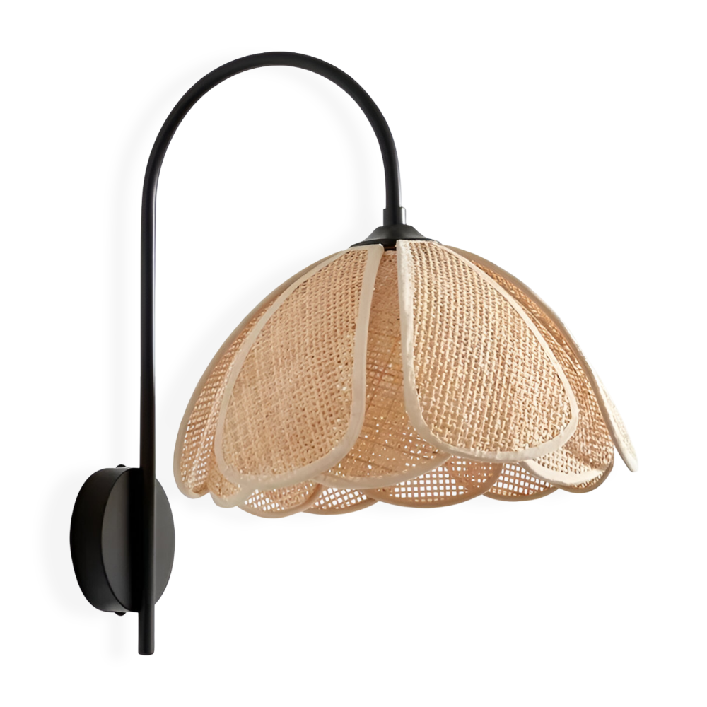 SoraLeaf – Lampada da Parete Giapponese Wabi Sabi in Rattan | Design a Forma di Petalo Fatta a Mano con Eleganza Naturale