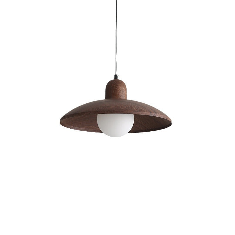 Nisellea | Lampada a sospensione Wabi-Sabi Japandi con finitura in noce e luce calda