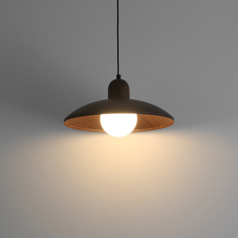 Nisellea | Lampada a sospensione Wabi-Sabi Japandi con finitura in noce e luce calda