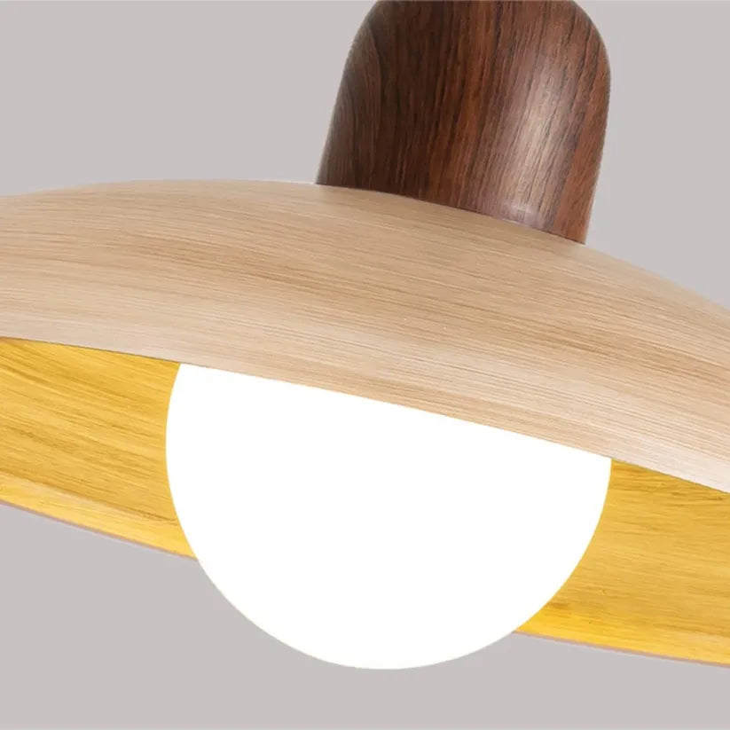 Nisellea | Lampada a sospensione Wabi-Sabi Japandi con finitura in noce e luce calda