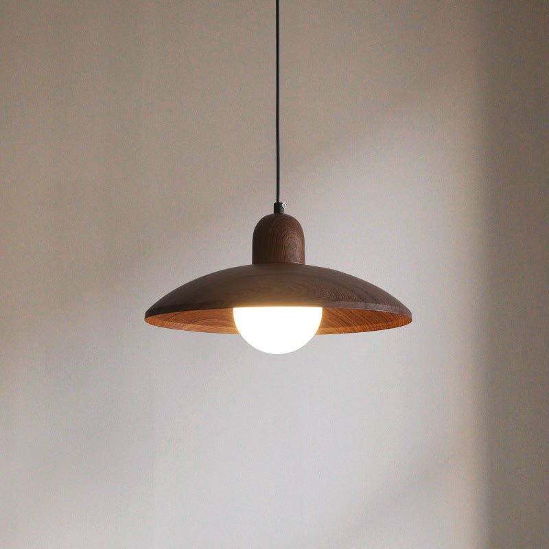 Nisellea | Lampada a sospensione Wabi-Sabi Japandi con finitura in noce e luce calda
