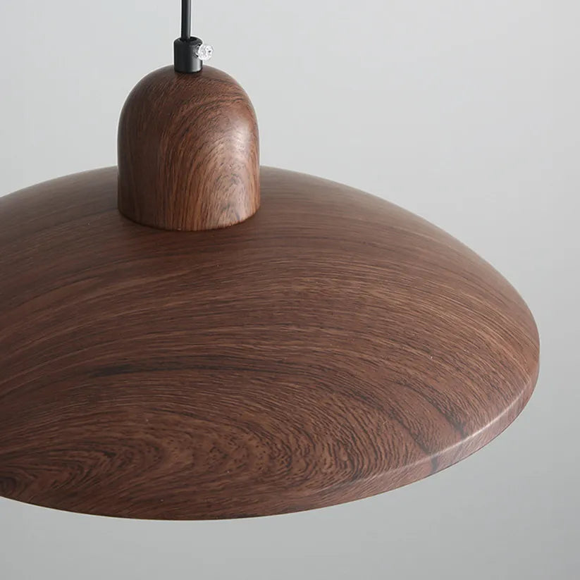 Nisellea | Lampada a sospensione Wabi-Sabi Japandi con finitura in noce e luce calda