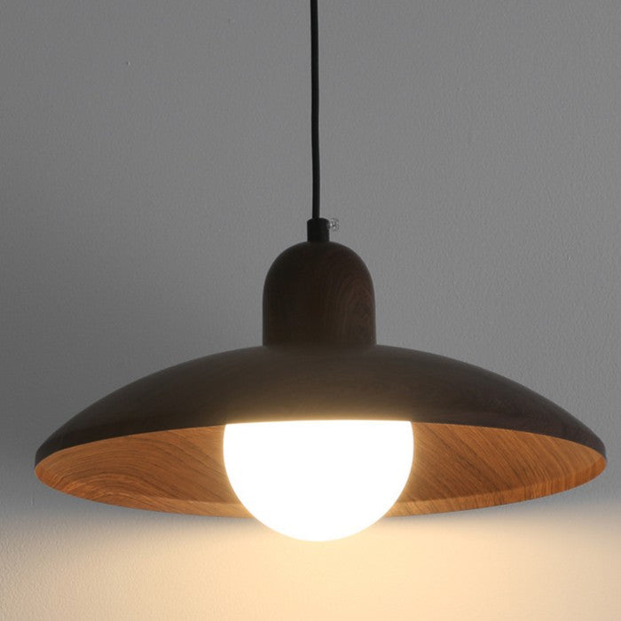 Nisellea | Lampada a sospensione Wabi-Sabi Japandi con finitura in noce e luce calda