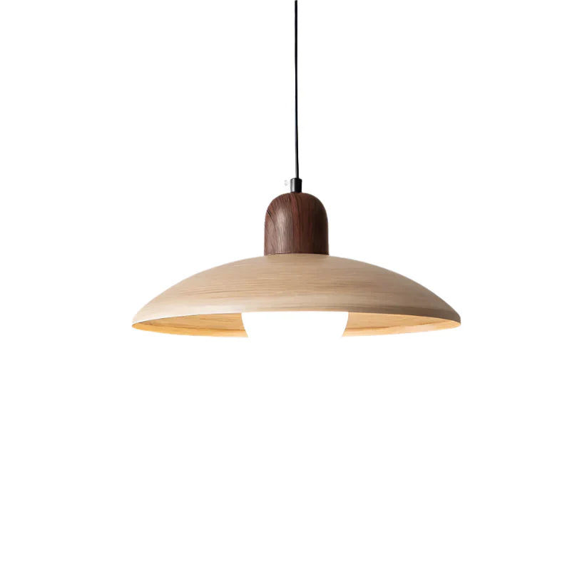 Nisellea | Lampada a sospensione Wabi-Sabi Japandi con finitura in noce e luce calda