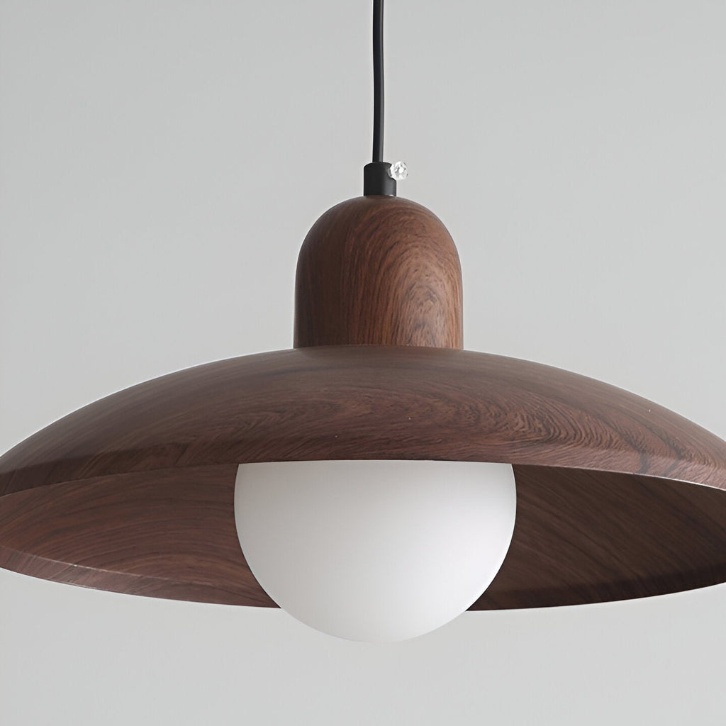 Nisellea | Lampada a sospensione Wabi-Sabi Japandi con finitura in noce e luce calda