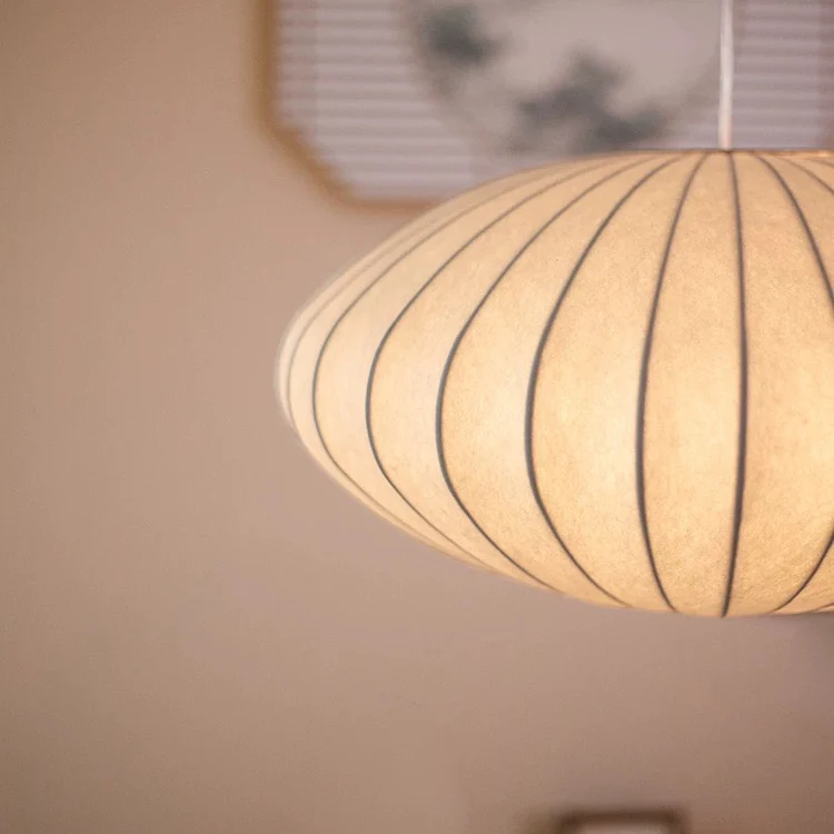 Lampadario Giapponese Wabi-Sabi in Seta, Luce Pendente Japandi