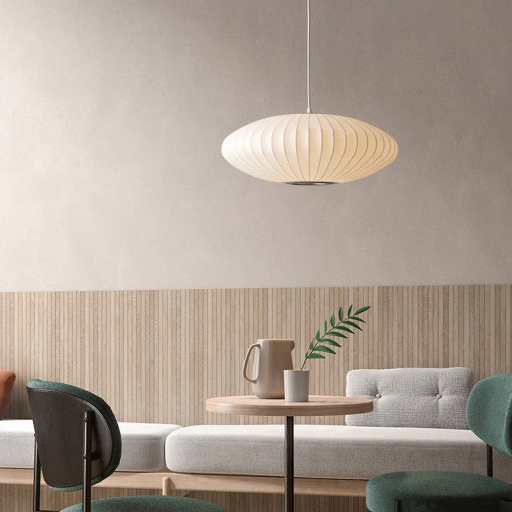 Lampadario Giapponese Wabi-Sabi in Seta, Luce Pendente Japandi