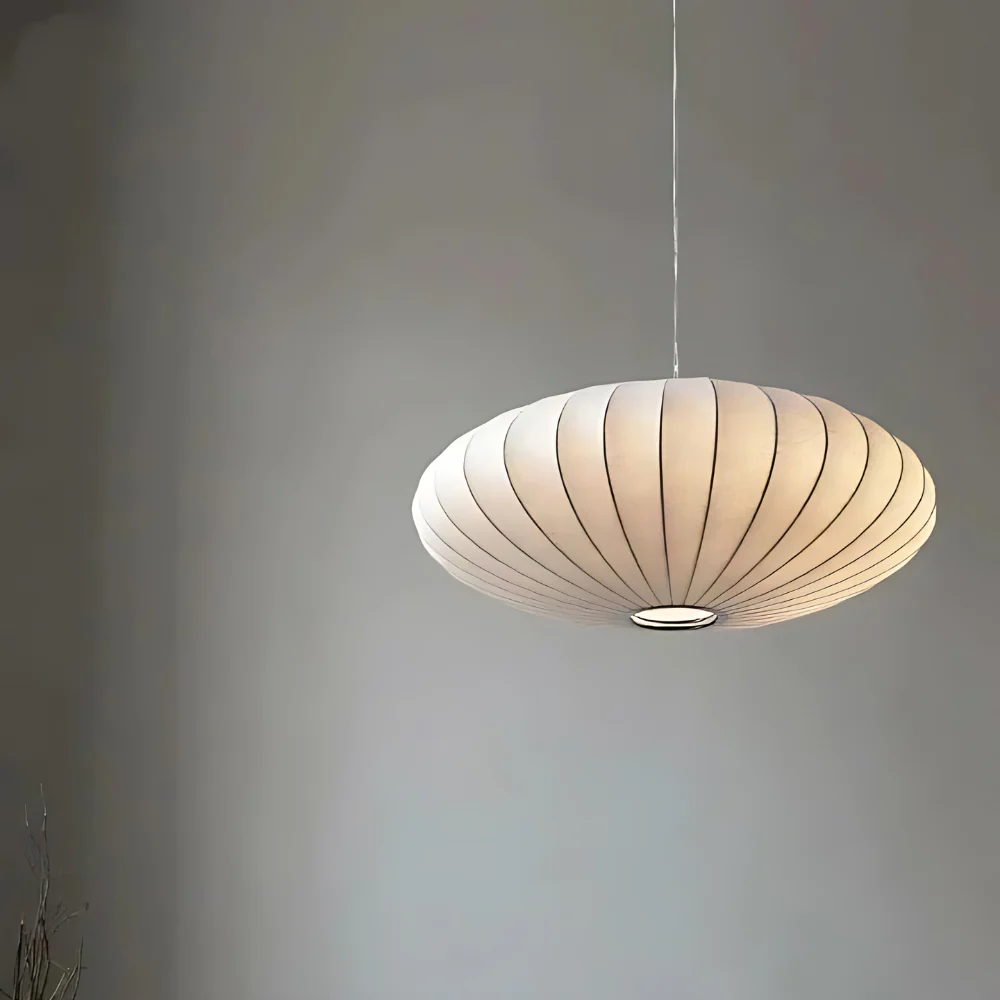Lampadario Giapponese Wabi-Sabi in Seta, Luce Pendente Japandi