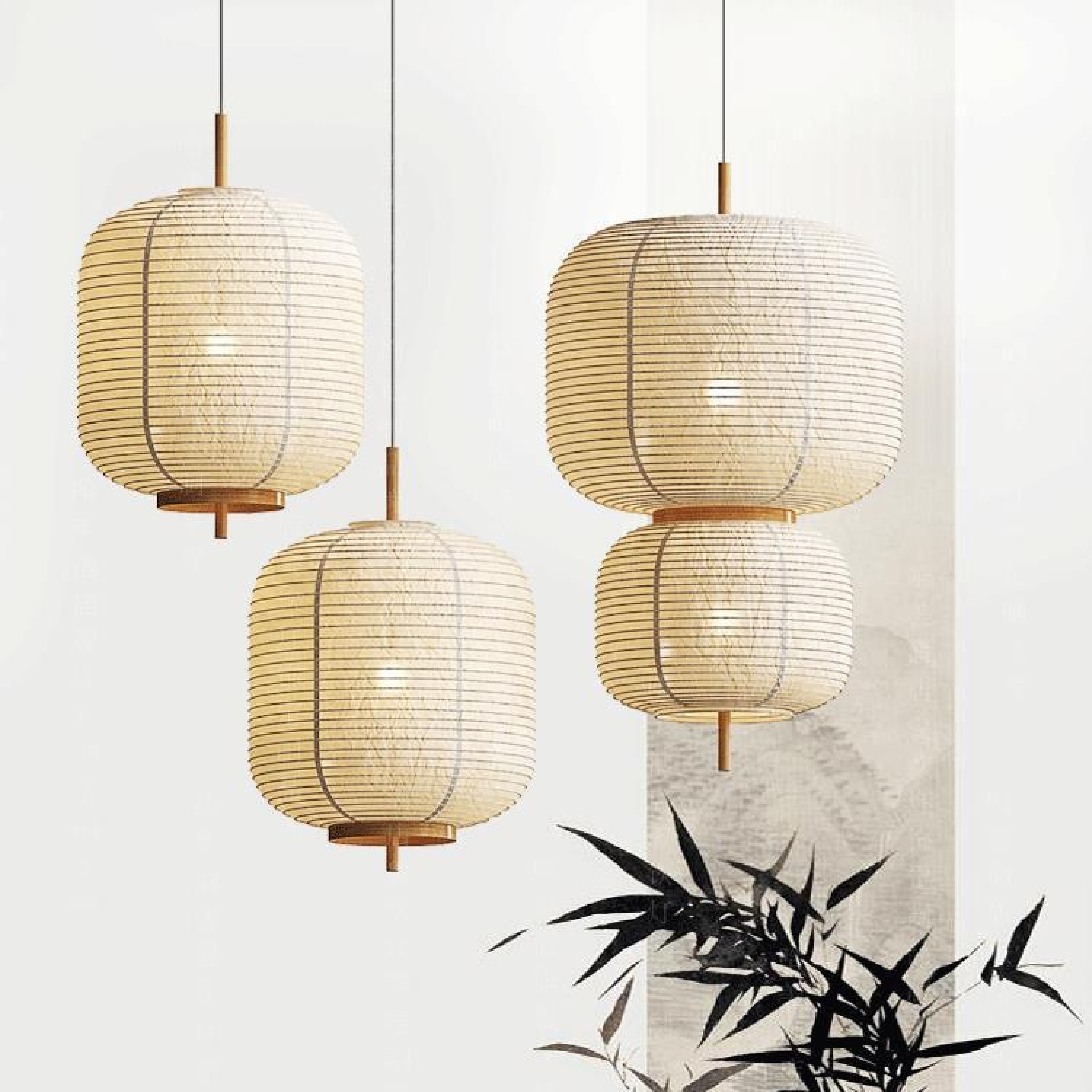 Lampada a Sospensione in Carta di Riso Giapponese per Interni Minimalisti
