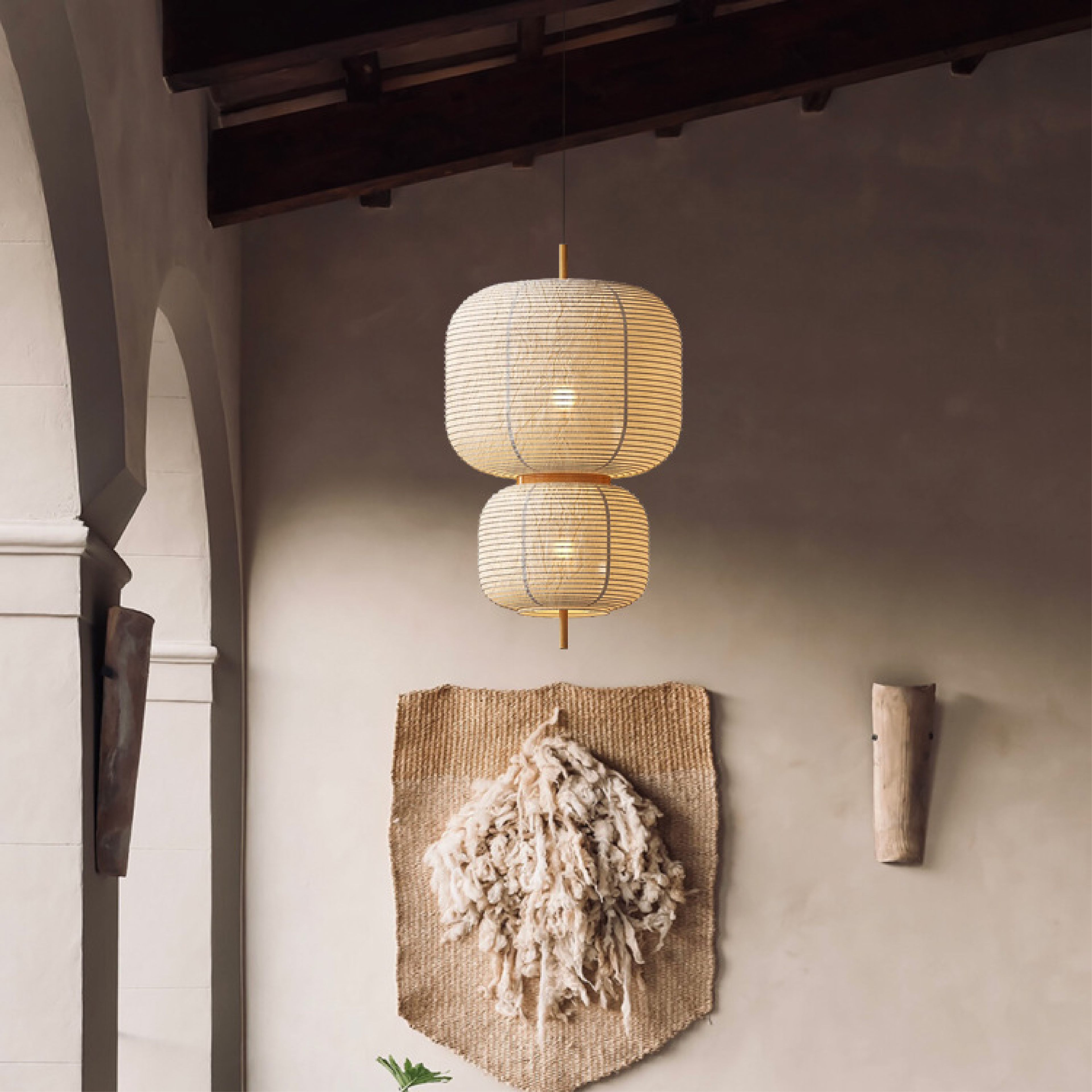 Lampada a Sospensione in Carta di Riso Giapponese per Interni Minimalisti