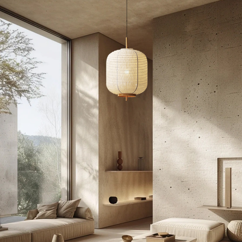 Lampada a Sospensione in Carta di Riso Giapponese per Interni Minimalisti