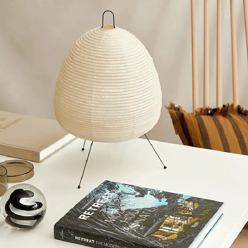Hinoko - Lampada da Tavolo Giapponese in Carta di Riso con Illuminazione LED | Illuminazione Armoniosa per la Casa