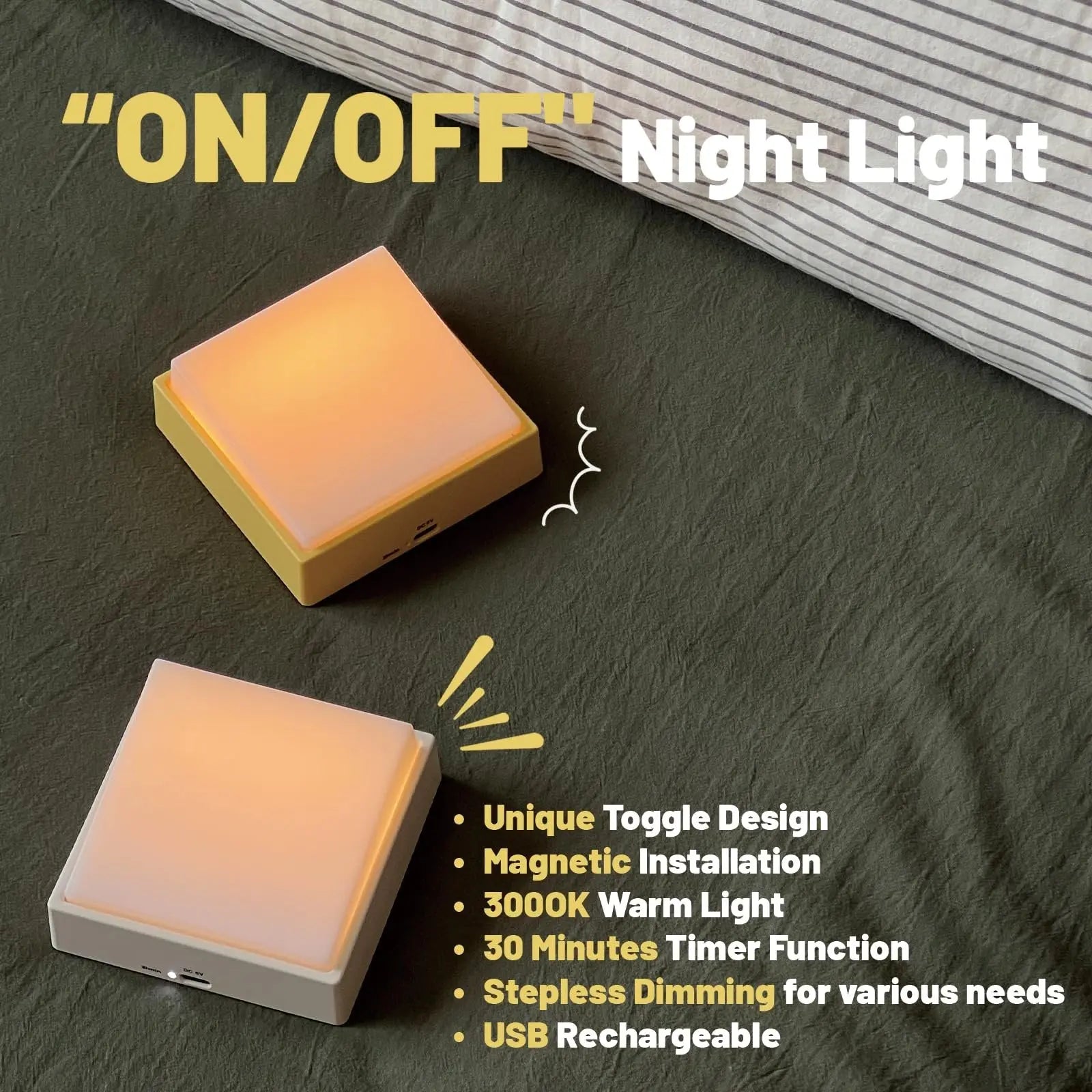 Luce notturna dimmerabile senza fili – Ricaricabile con timer e attacco magnetico