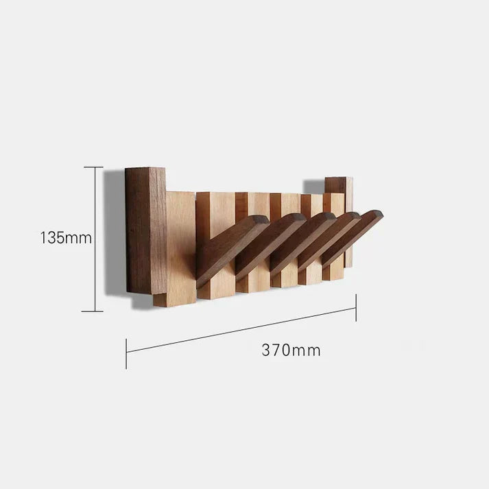 Appendiabiti in legno | Legno massello di noce e acero | 8 ganci da parete | Keystrak
