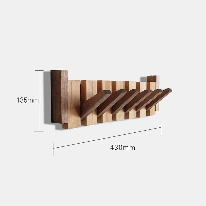 Appendiabiti in legno | Legno massello di noce e acero | 8 ganci da parete | Keystrak