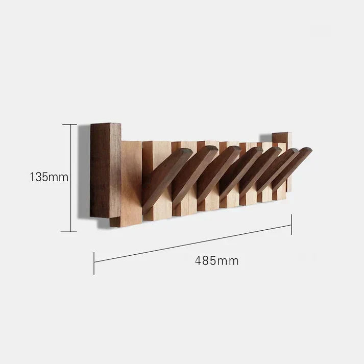 Appendiabiti in legno | Legno massello di noce e acero | 8 ganci da parete | Keystrak