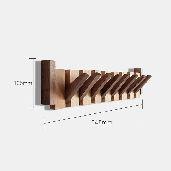 Appendiabiti in legno | Legno massello di noce e acero | 8 ganci da parete | Keystrak