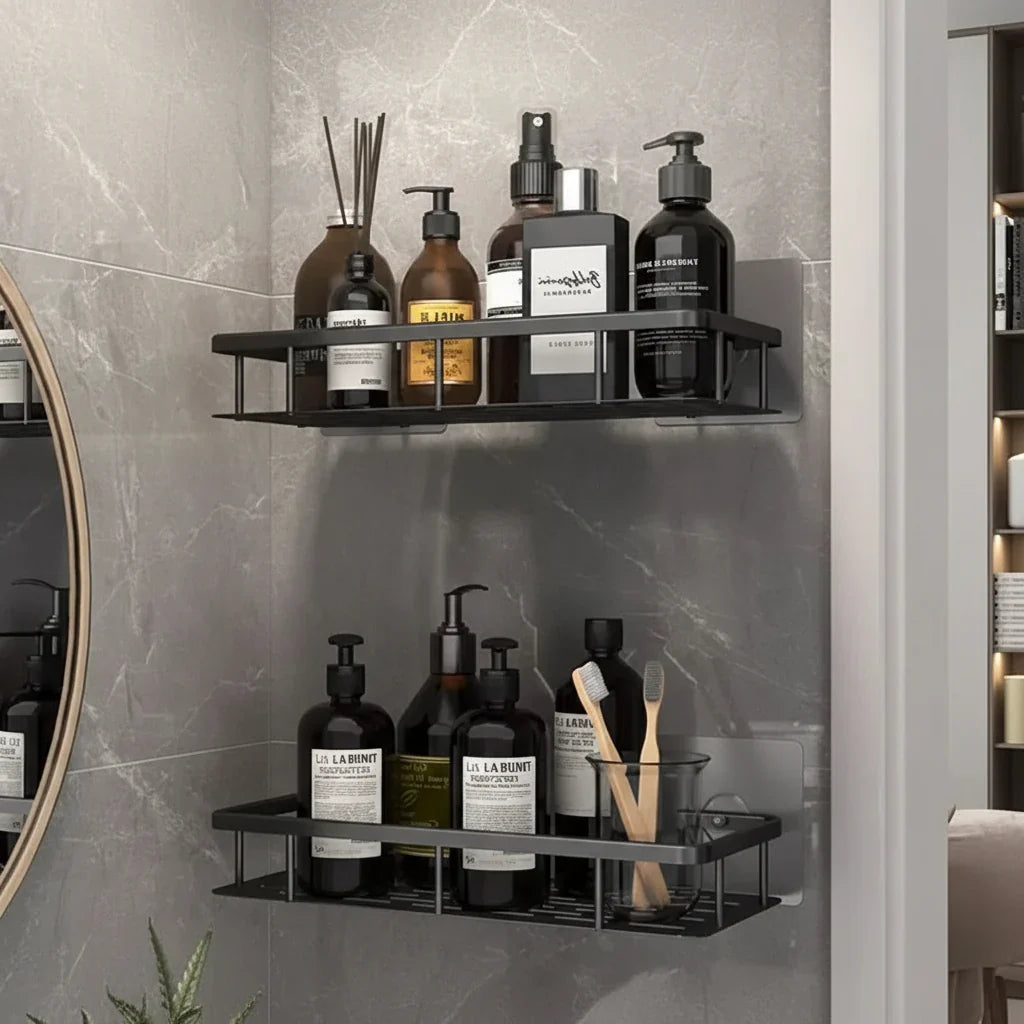 Mensola per bagno adesiva | Senza fori & Acciaio inossidabile | Autoadesiva | Mountra