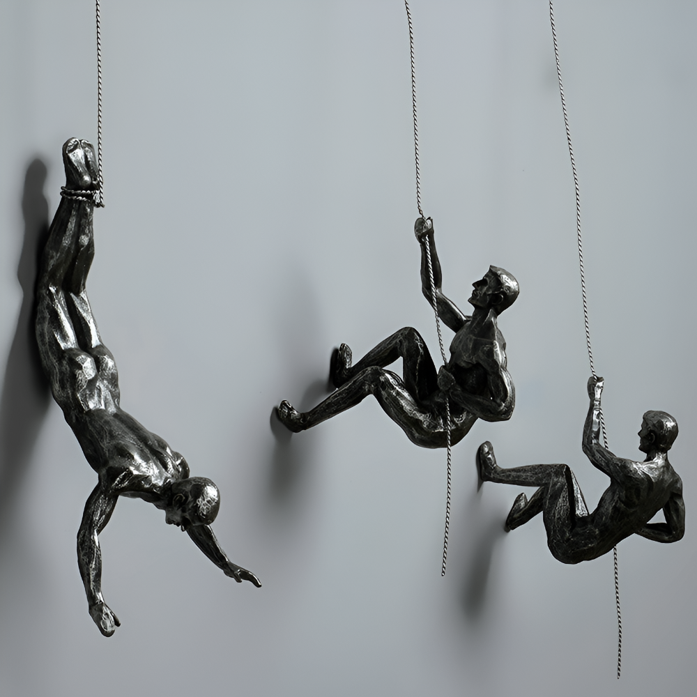 ClimbArt Scultura da Parete Set – Motiv di Uomo che Scala in Resina