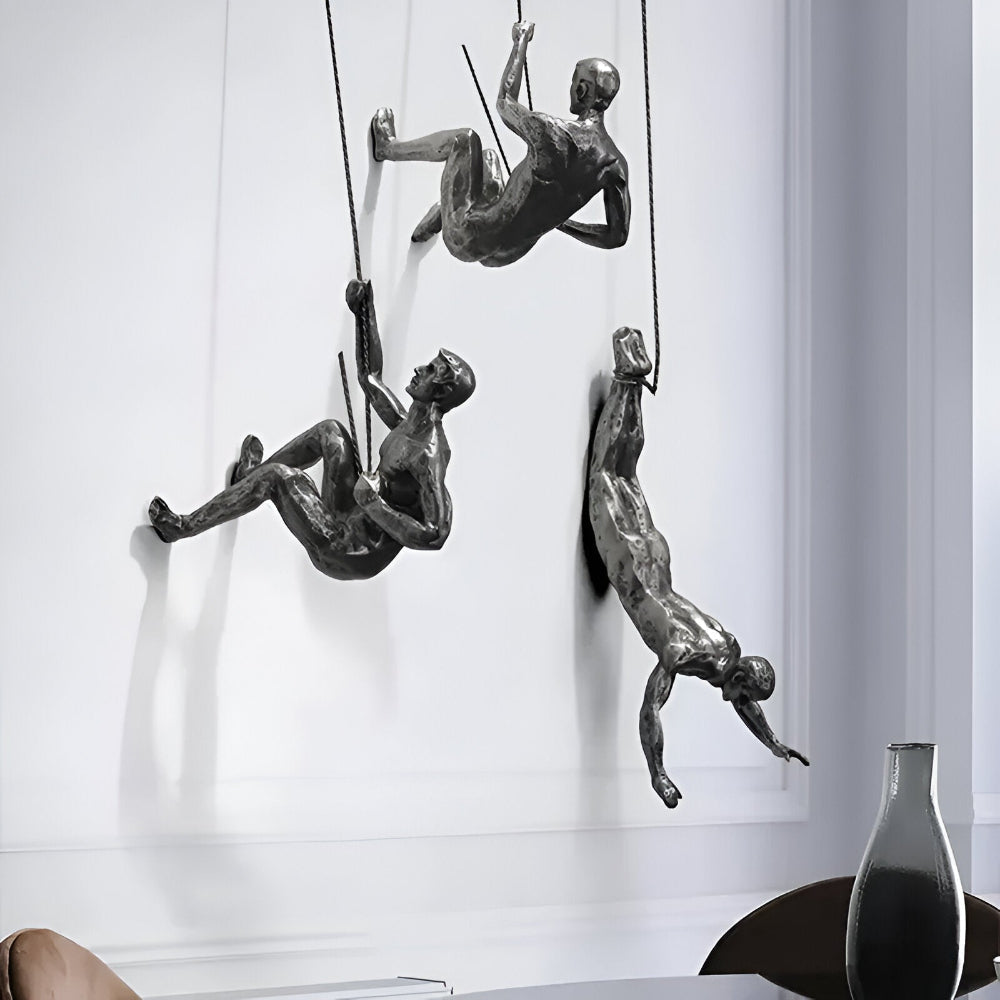 ClimbArt Scultura da Parete Set – Motiv di Uomo che Scala in Resina