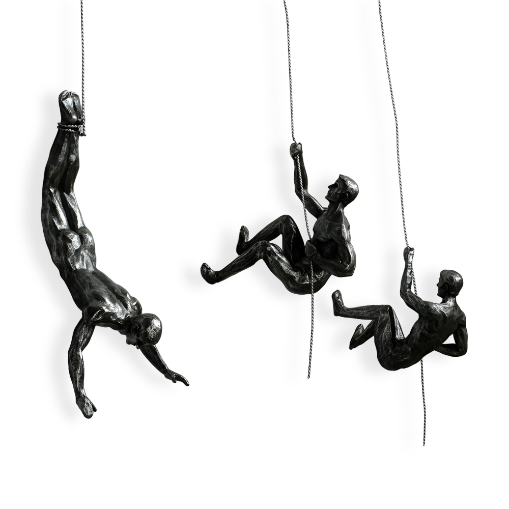 ClimbArt Scultura da Parete Set – Motiv di Uomo che Scala in Resina