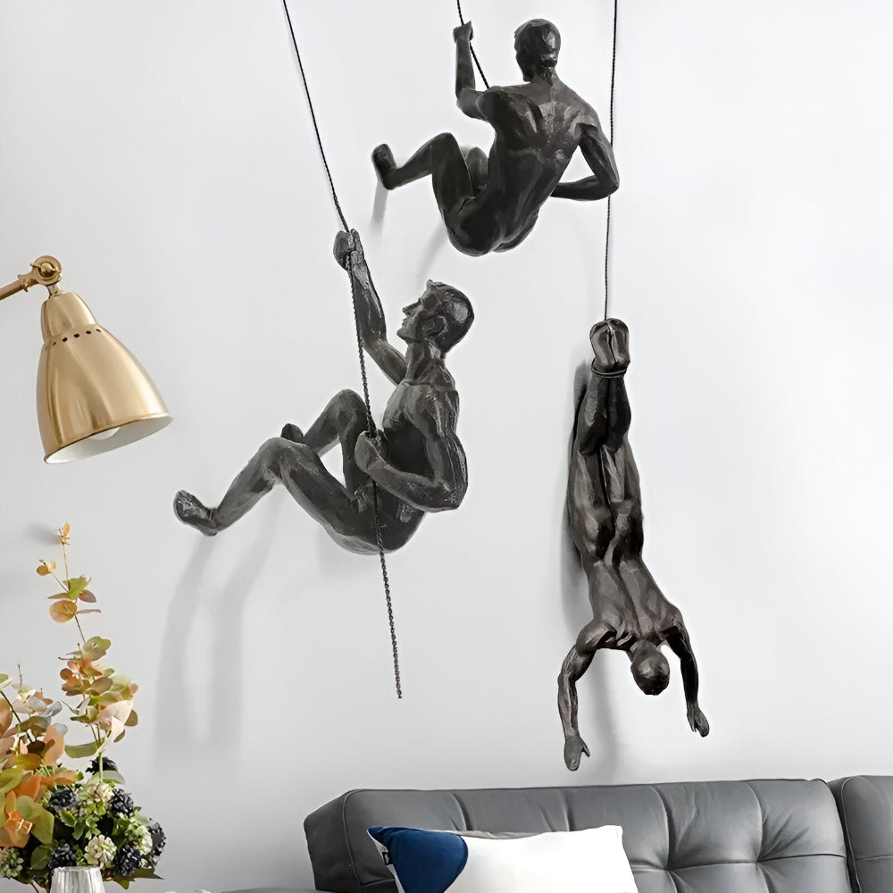 ClimbArt Scultura da Parete Set – Motiv di Uomo che Scala in Resina