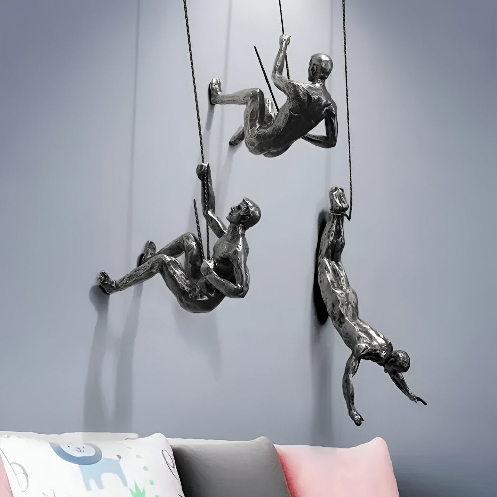 ClimbArt Scultura da Parete Set – Motiv di Uomo che Scala in Resina
