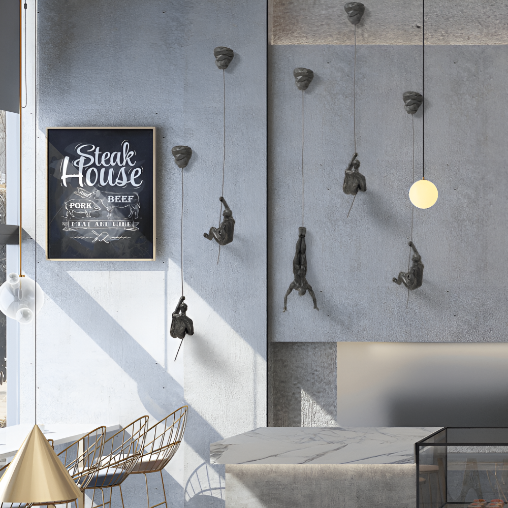 ClimbArt Scultura da Parete Set – Motiv di Uomo che Scala in Resina