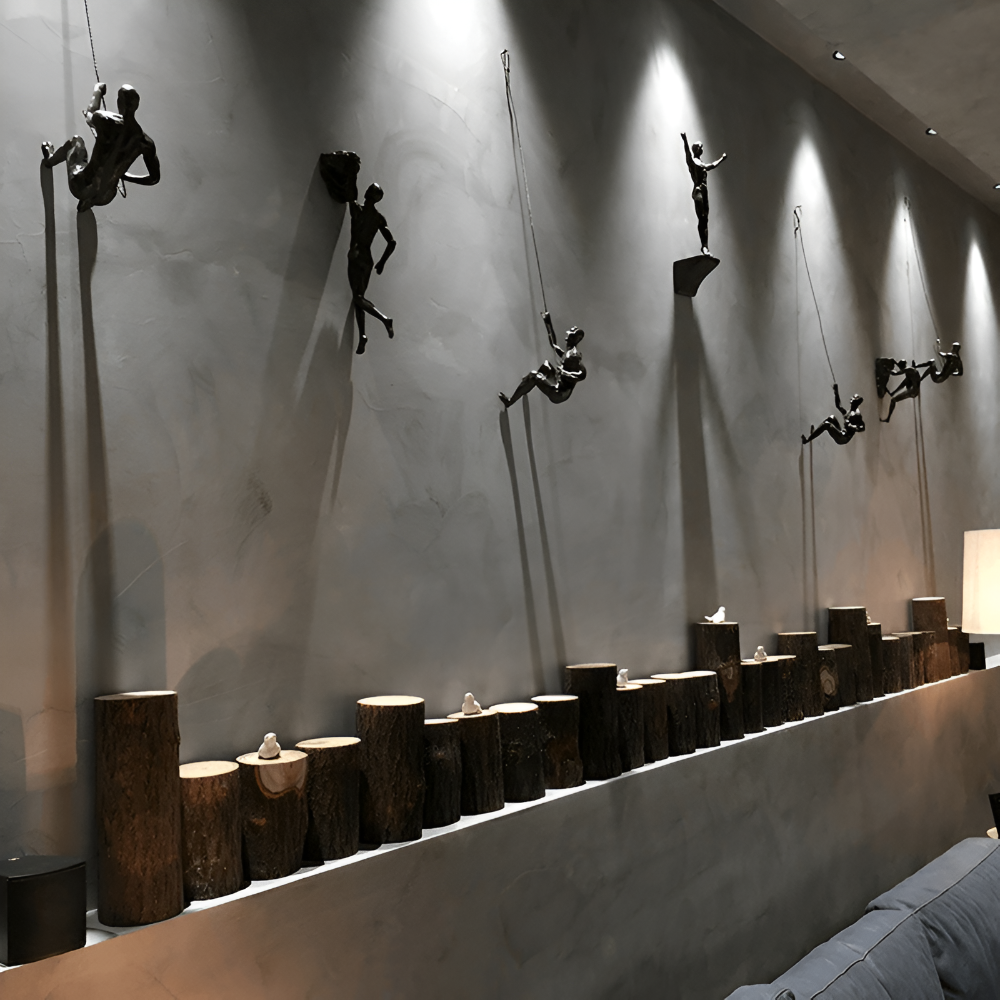 ClimbArt Scultura da Parete Set – Motiv di Uomo che Scala in Resina