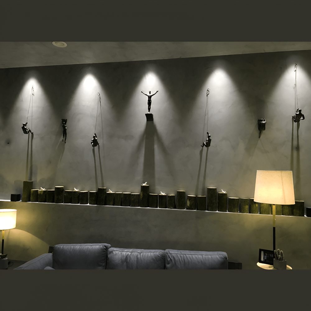 ClimbArt Scultura da Parete Set – Motiv di Uomo che Scala in Resina