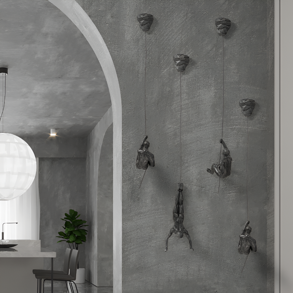 ClimbArt Scultura da Parete Set – Motiv di Uomo che Scala in Resina