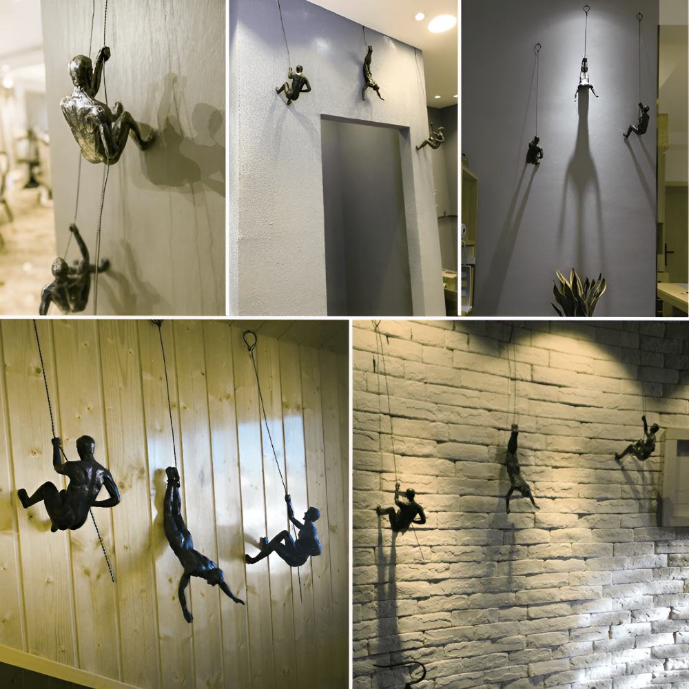 ClimbArt Scultura da Parete Set – Motiv di Uomo che Scala in Resina