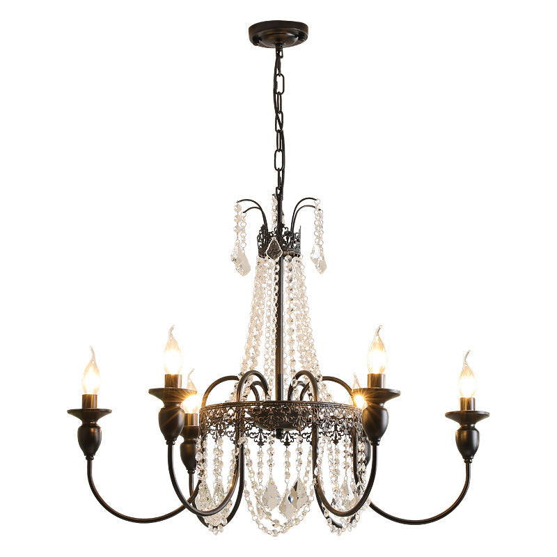 Lampadario in Cristallo per Camera da Letto e Soggiorno – Design Moderno, Elementi Lucidi, 4/6/8 Bracci, Alluminio, 48-93 cm