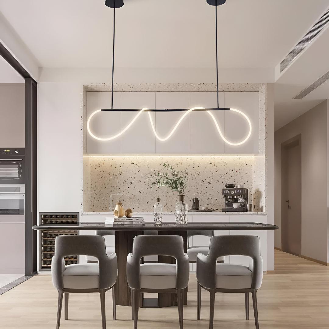 Lampada a Sospensione LED in Acrilico Flessibile a Forma di Onda