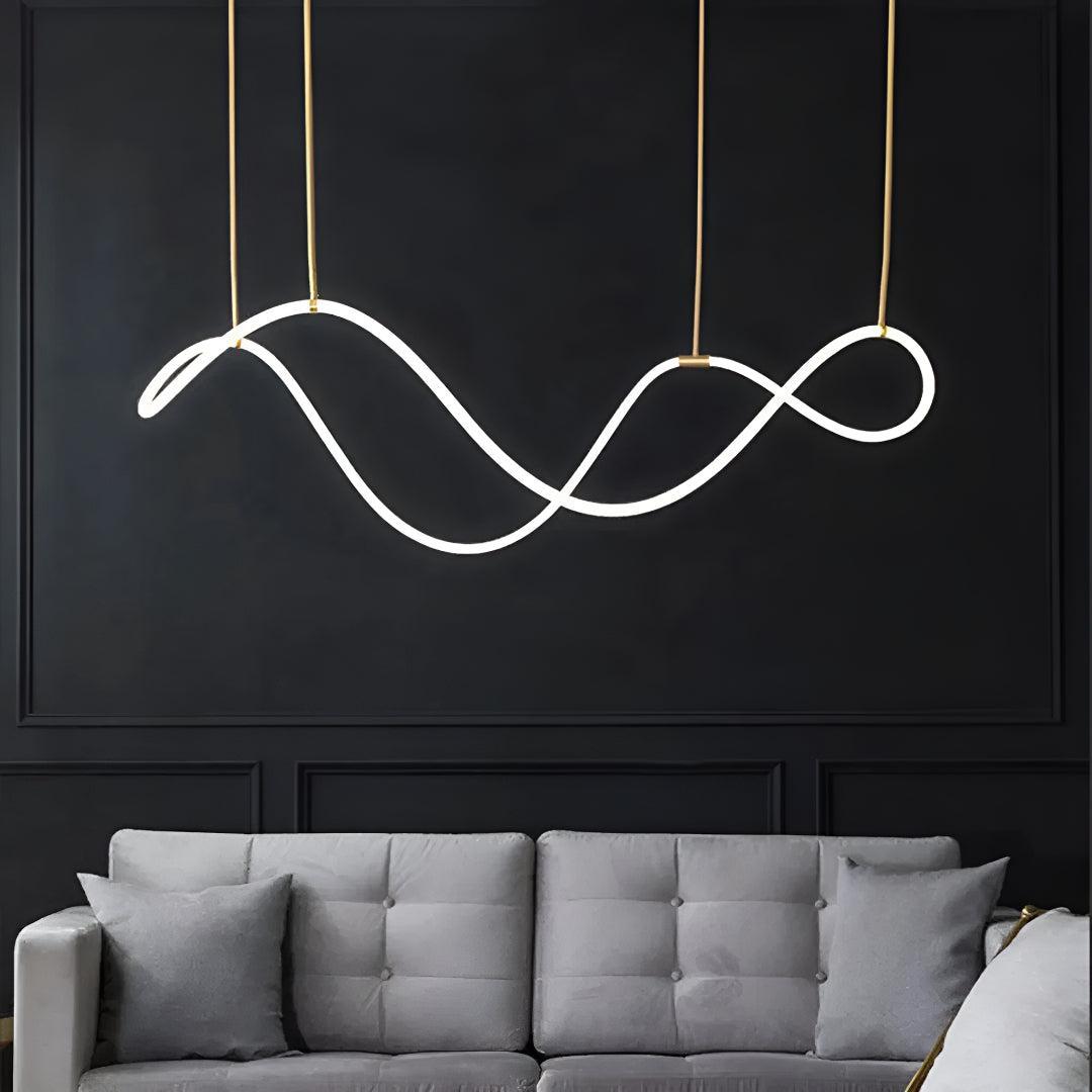 Lampada a Sospensione LED in Acrilico Flessibile a Forma di Onda