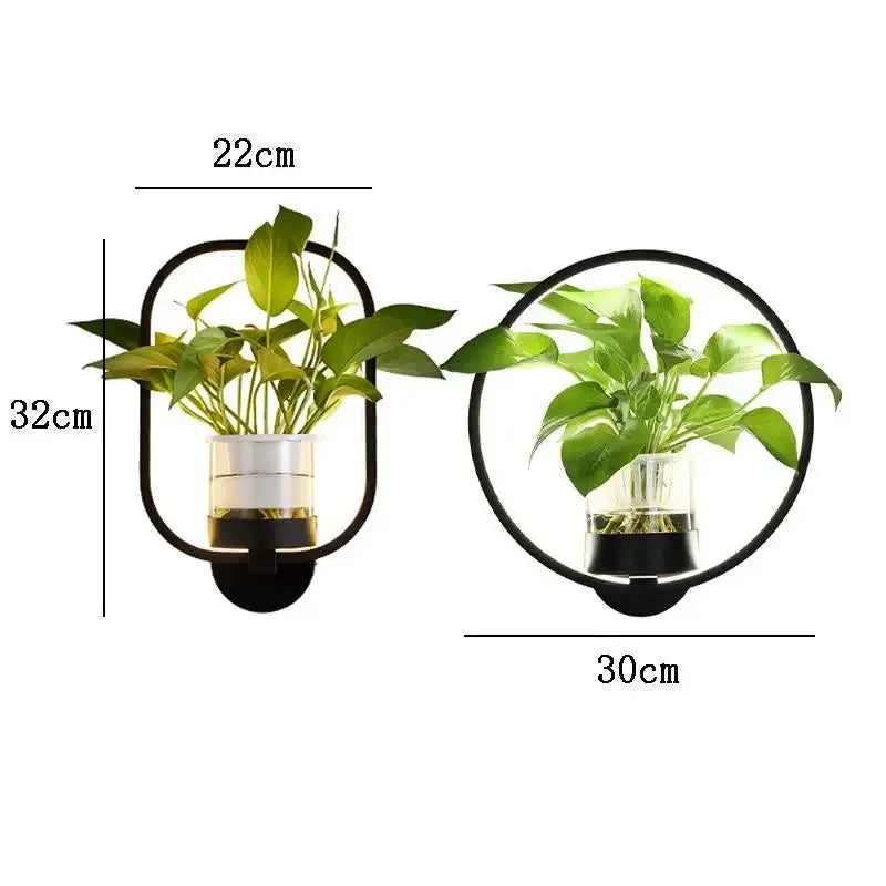 Lampada da parete LED per piante con vaso in vetro | Luce di sfondo calda | Accento decorativo per parete | GlowPlant