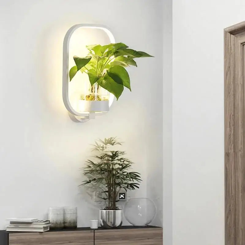 Lampada da parete LED per piante con vaso in vetro | Luce di sfondo calda | Accento decorativo per parete | GlowPlant