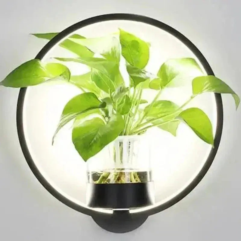 Lampada da parete LED per piante con vaso in vetro | Luce di sfondo calda | Accento decorativo per parete | GlowPlant