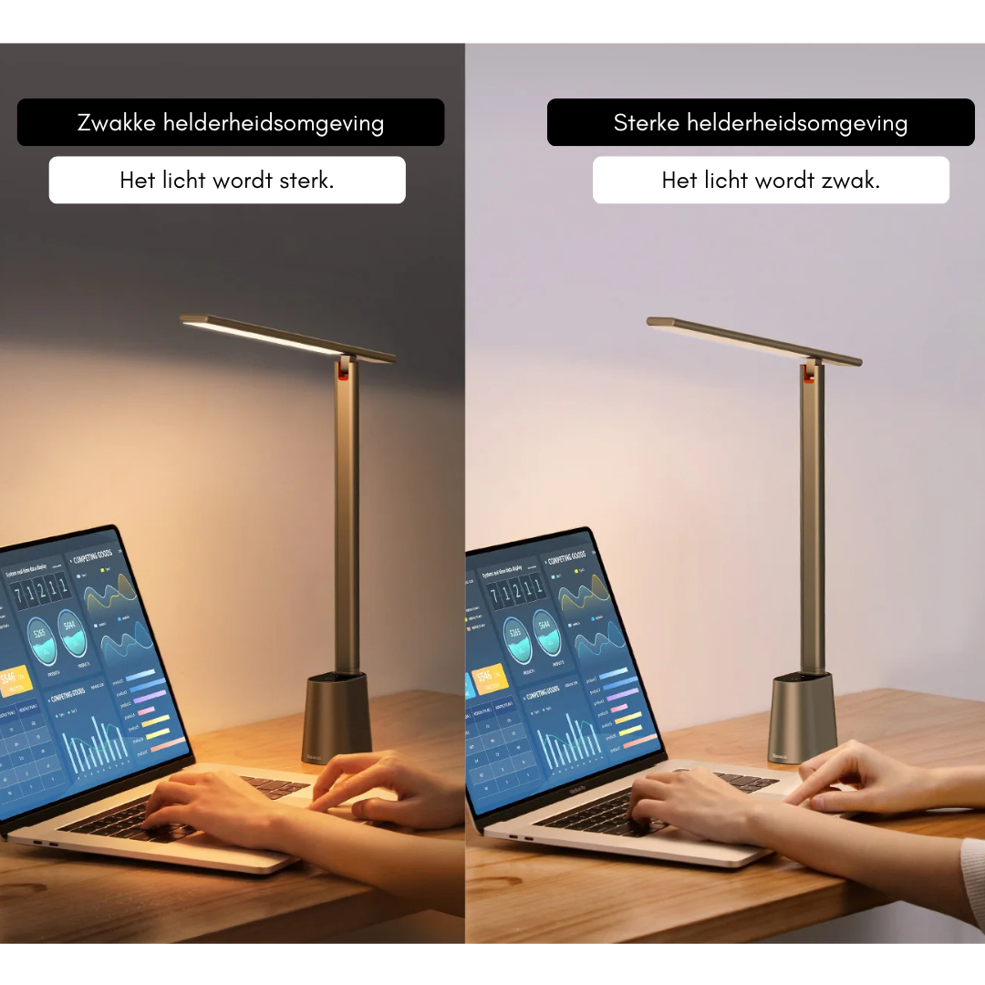 Lampada da scrivania LED intelligente con design pieghevole e dimmerabile