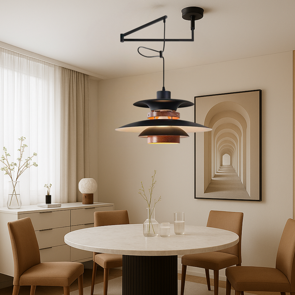 Lampada a Sospensione Merado con Braccio Regolabile – Design Scandinavo per Illuminare il Tavolo in Sala da Pranzo