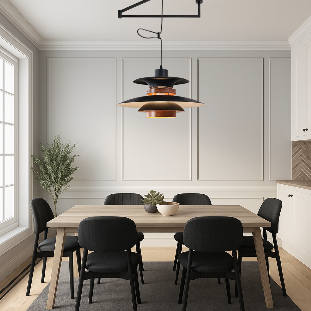 Lampada a Sospensione Merado con Braccio Regolabile – Design Scandinavo per Illuminare il Tavolo in Sala da Pranzo