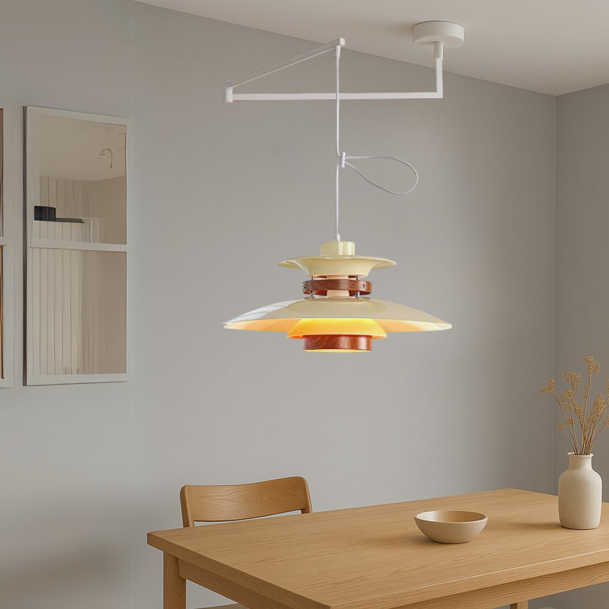 Lampada a Sospensione Merado con Braccio Regolabile – Design Scandinavo per Illuminare il Tavolo in Sala da Pranzo