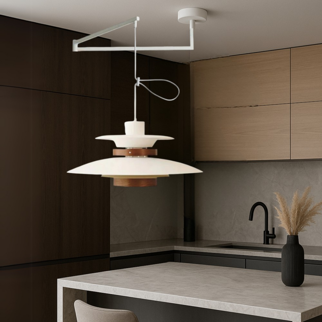 Lampada a Sospensione Merado con Braccio Regolabile – Design Scandinavo per Illuminare il Tavolo in Sala da Pranzo