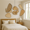 Lampada Pendente in Rattan per Soggiorno e Sala da Pranzo – Finitura Naturale, Lunghezza Regolabile, Luce Calda LED 3000K