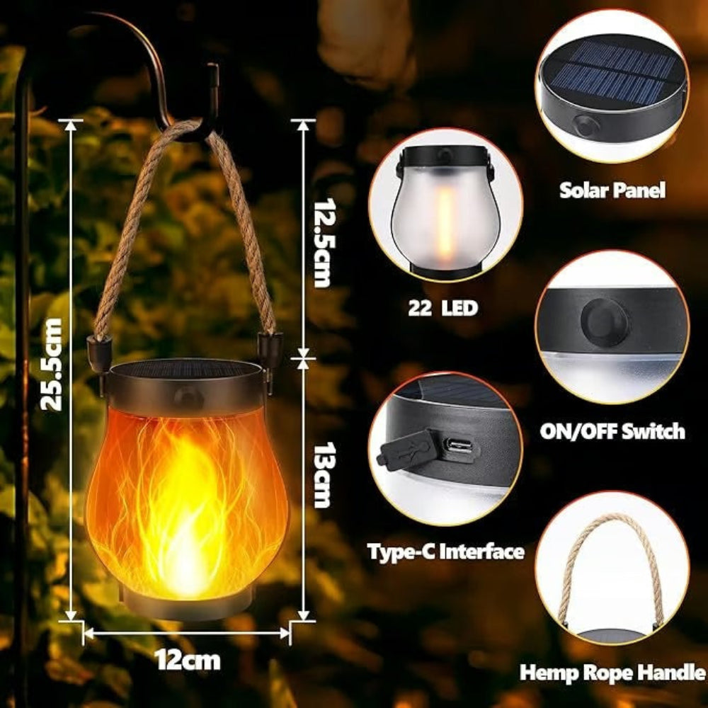 Decorazioni da tavolo Luce solare Lanterna impermeabile Lampada da giardino tremolante