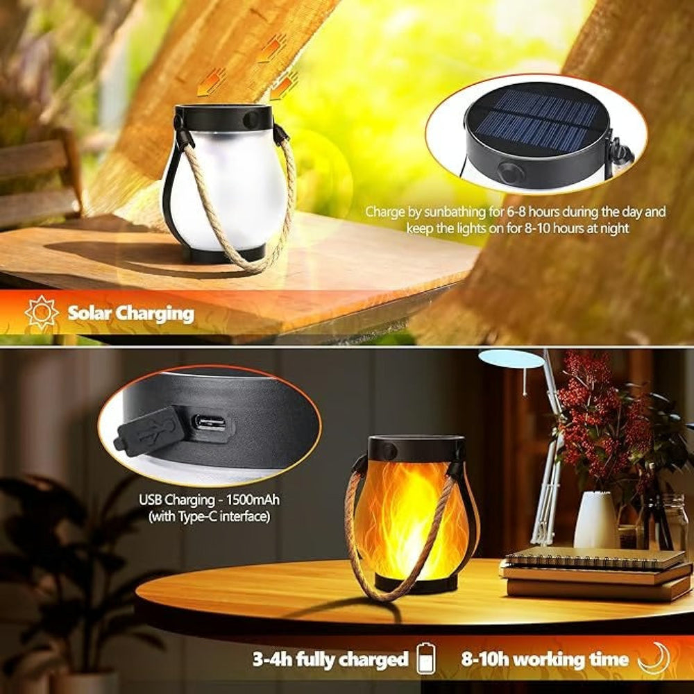 Decorazioni da tavolo Luce solare Lanterna impermeabile Lampada da giardino tremolante