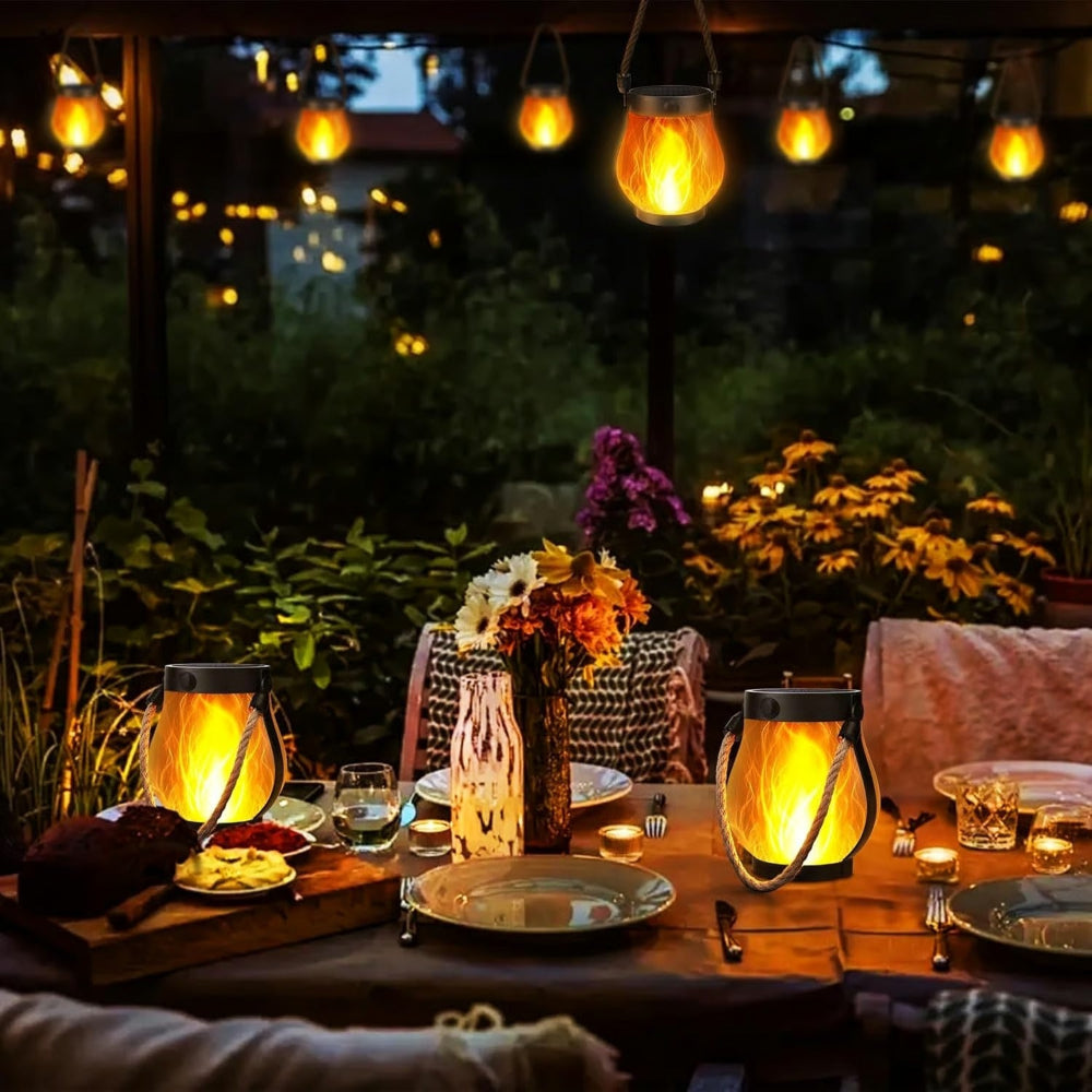 Decorazioni da tavolo Luce solare Lanterna impermeabile Lampada da giardino tremolante