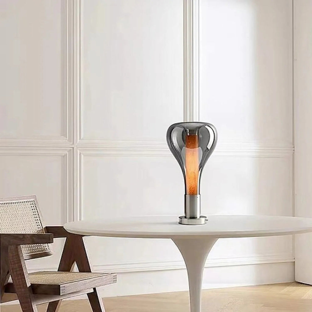 LavaGlow – Lampada da tavolo d'atmosfera con illuminazione LED e design in vetro creativo