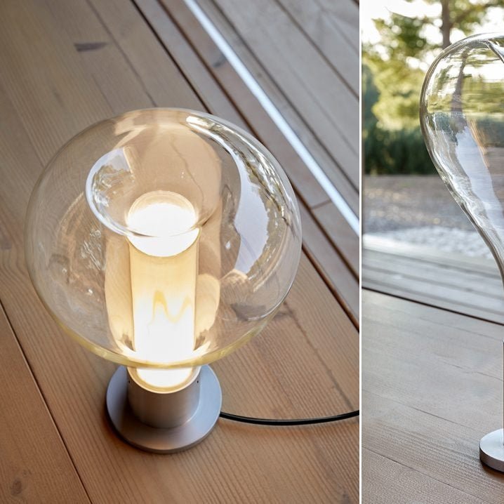 LavaGlow – Lampada da tavolo d'atmosfera con illuminazione LED e design in vetro creativo